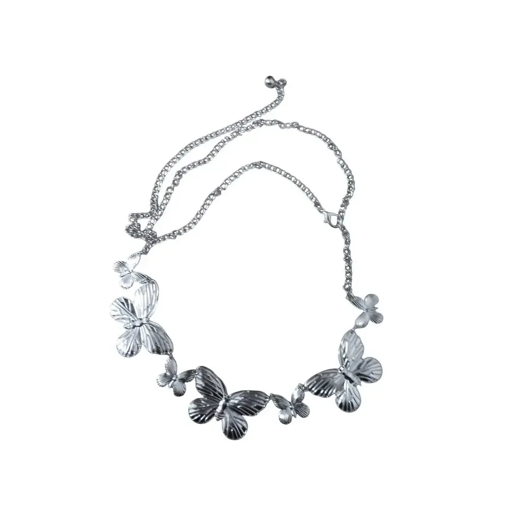 Y2K Silver Butterfly Chain Belt Dangle Charm Waist Hip Belt